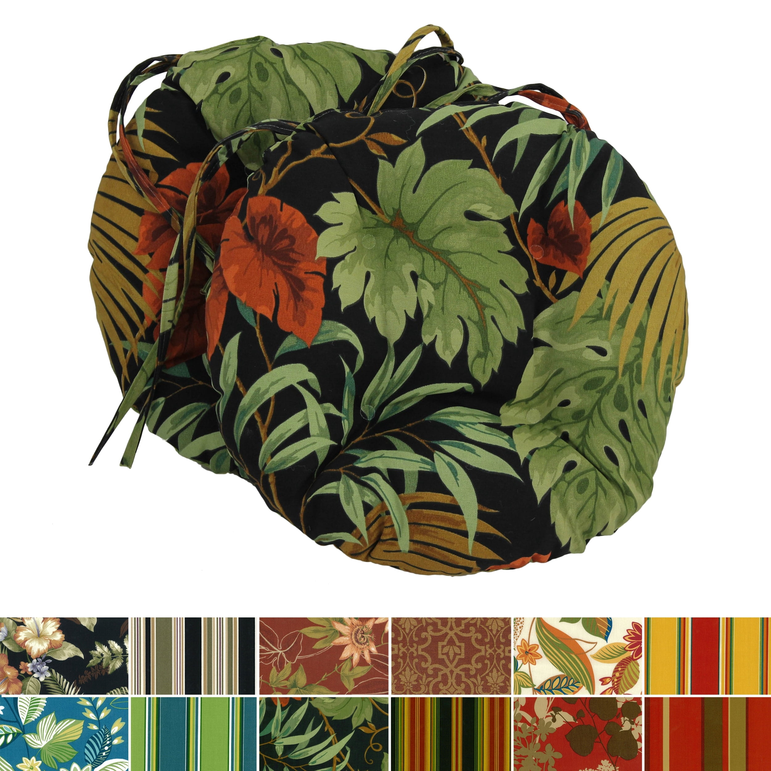 Blazing Needles 16-inch Round Tufted Indoor/Outdoor Chair Cushions (Set of 2) - 16" Haliwell Multi