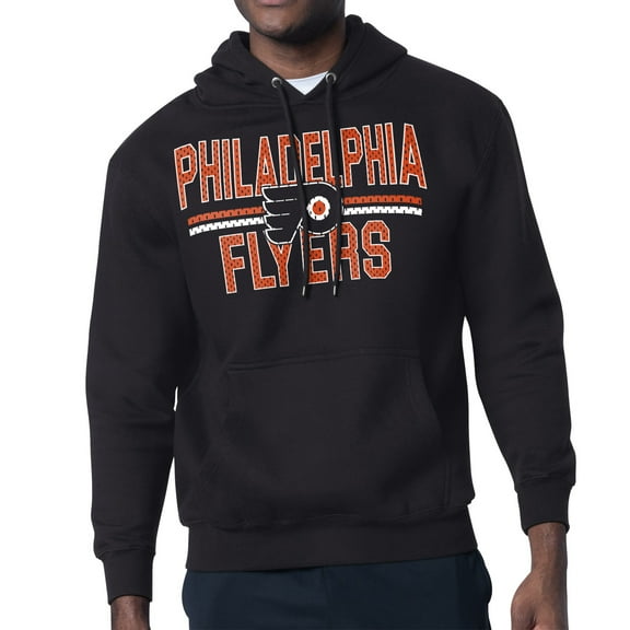 Men's Starter Black Philadelphia Flyers Mesh Look Team Name Logo Tri-Blend Pullover Hoodie