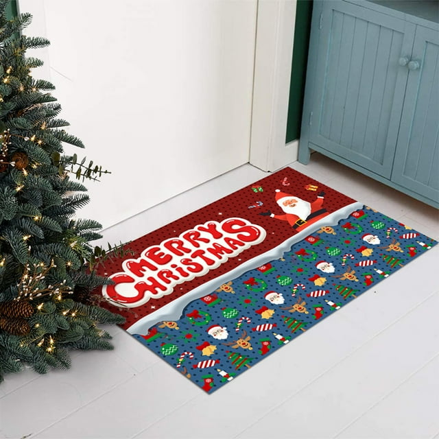 Yhsdtq,Christmas Doormat, Front Door Mat, Non-Slip Absorbent, Festive Design, Entryway Decoration, Durable Rubber, for Home/Guest Houses, Weatherproof, Easy Cleaning, Indoor/Outdoor Use