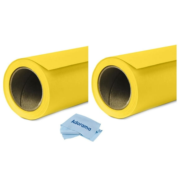Savage 2 Pack Widetone Seamless Background Paper, 86" wide x 36' Canary, #38 - With Microfiber Cleaning Cloth