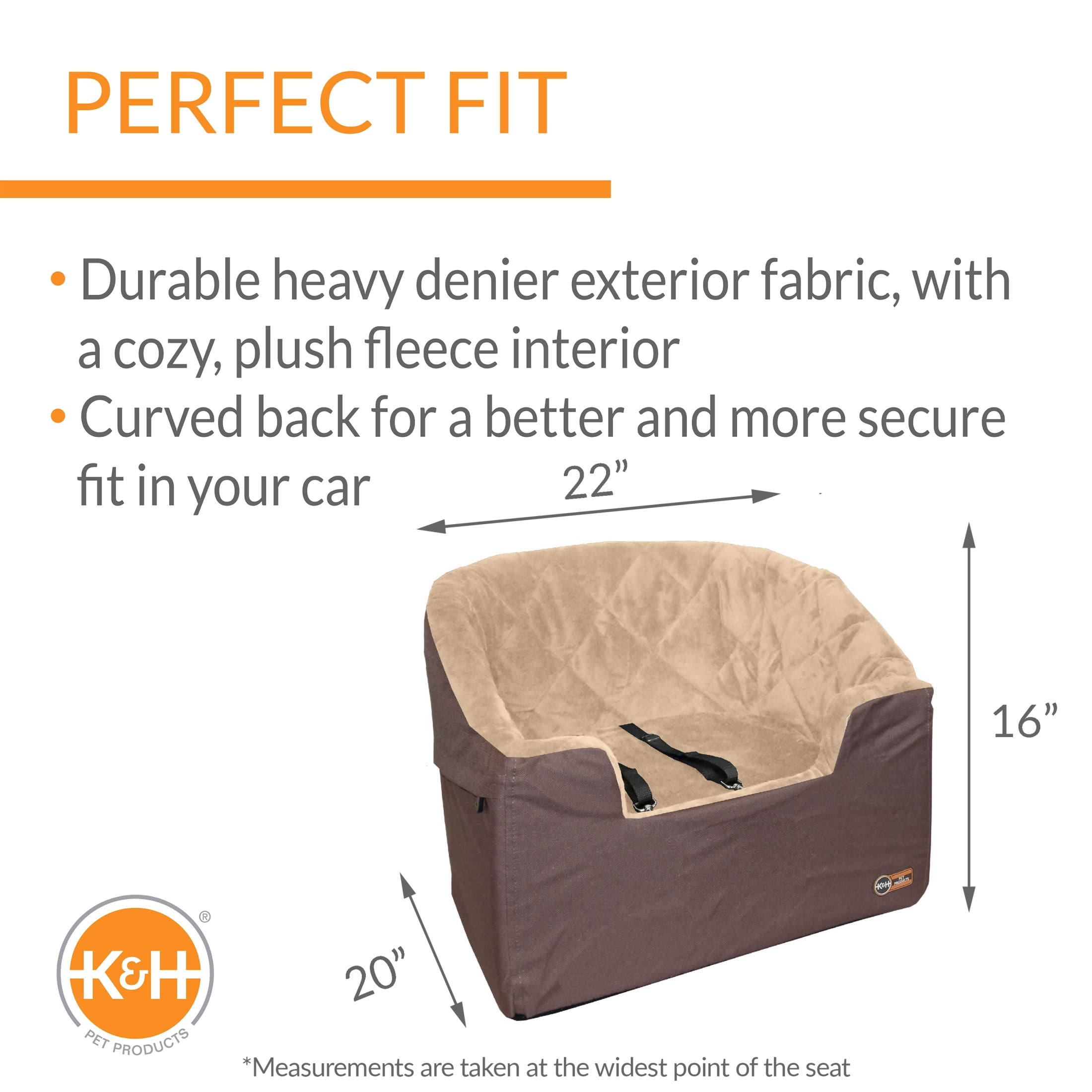 K&H Pet Products Bucket Booster Dog Car Seat with Seat Belt Knockdown Tan/Tan Large