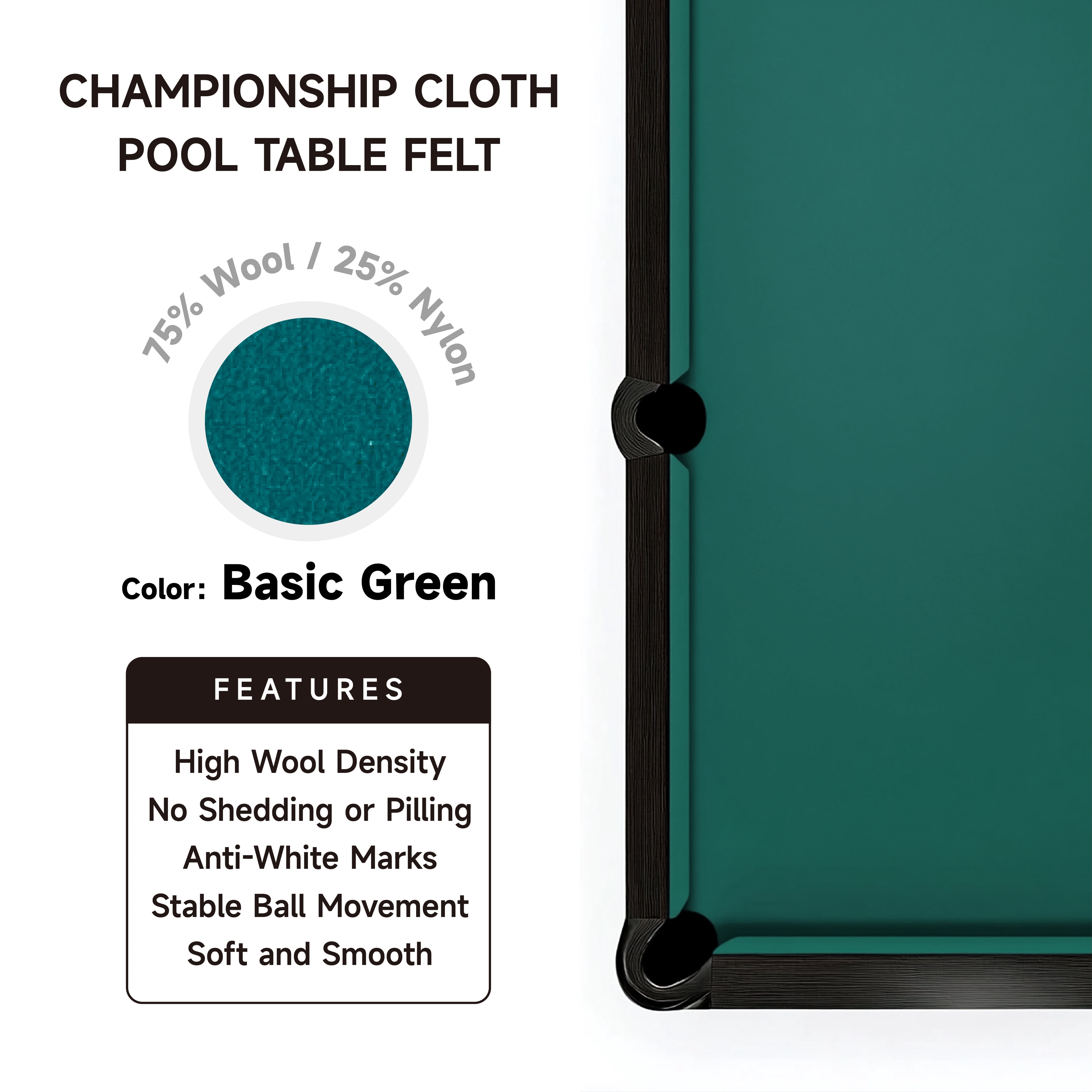 Empire USA Championship - Basic Green Invitational Felt w/Teflon - 8ft