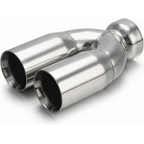 A-KARCK Dual Outlet Exhaust Tip 2.25" Inlet,Polished Double Wall Tailpipe Tip 3" Inlet Dual 3" Outlet 9.5" Long, Stainless Steel
