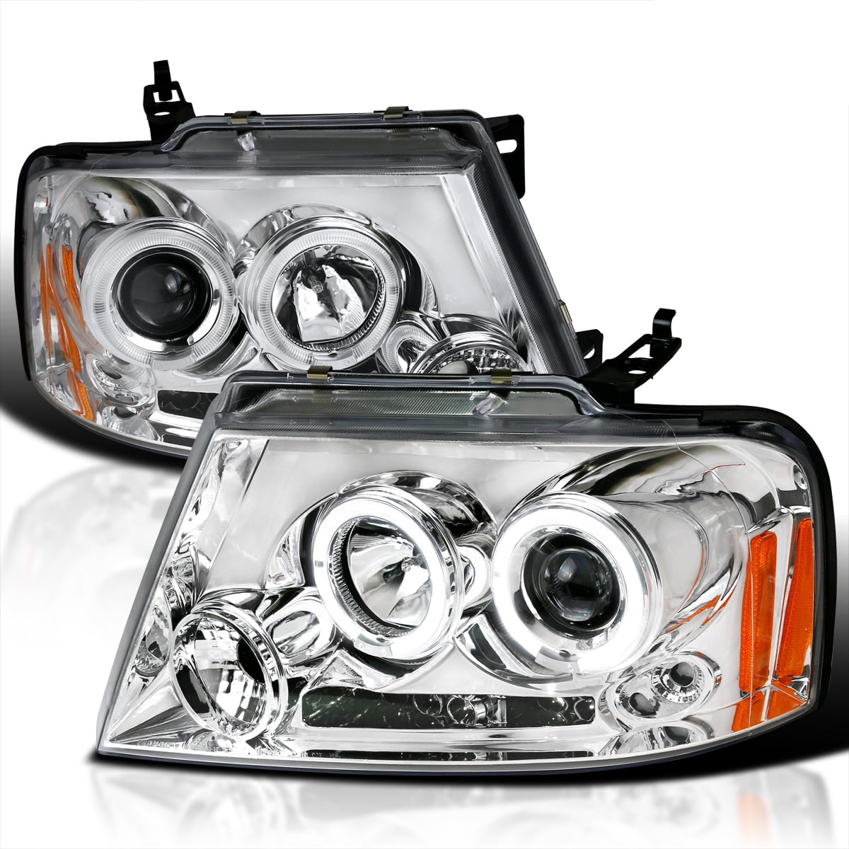 Spec-D Tuning X Chrome Housing Clear Lens Projector Headlights