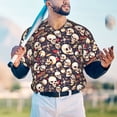 thumbnail image 5 of Lsque Guitar Skull record Pattern Mens Polo Golf Shirts Funny Graphics Shorts Sleeve Button Shirts Baseball T-shirt-4X-Large, 5 of 7