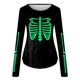 thumbnail image 5 of De Camiseta de manga larga de esqueleto de Halloween para mujer, diseño que brilla en la oscuridad con caja torácica y huesos de los brazos, perfecta para fiestas de disfraces, 5 of 5