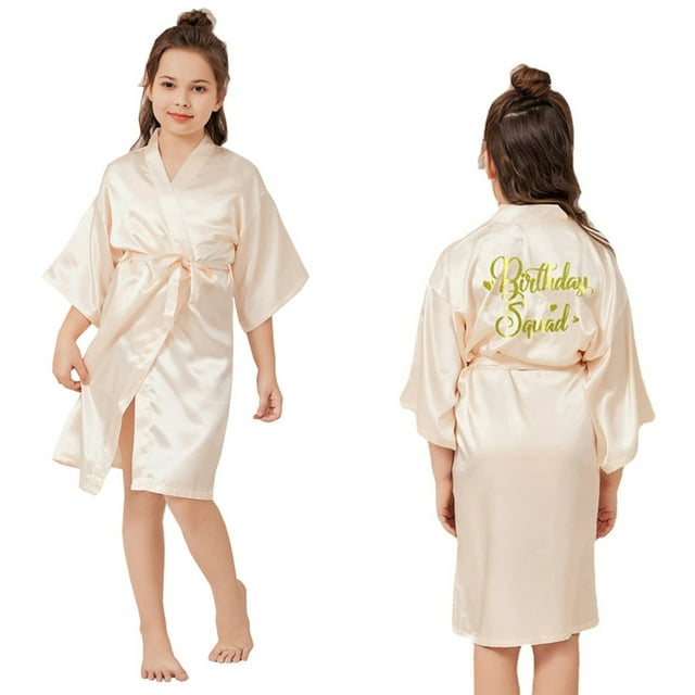 Girls Sleepwear For Girls Party Robe with Gold Print Kimono Style Colorful Nightwear Ideal For Summer Celebrations