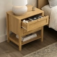 thumbnail image 5 of Joyyskill End Table with 2 Drawers, Farmhouse Nightstand with Open Shelf, Modern Bedside Cabinet Side Table Night Stand for Bedroom, Living Room, Natural Oak, 5 of 6