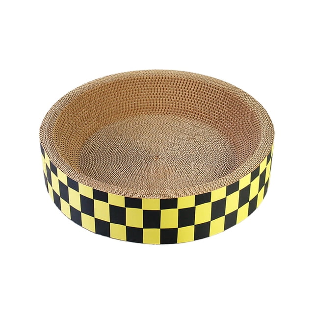 Cat Scratch Pad Cardboard, Cat Scratching Lounge Bed, Cat Scratcher Bowl, Durable Recycle Board for Furniture Protection, Cat Kitty Training Toy Round L
