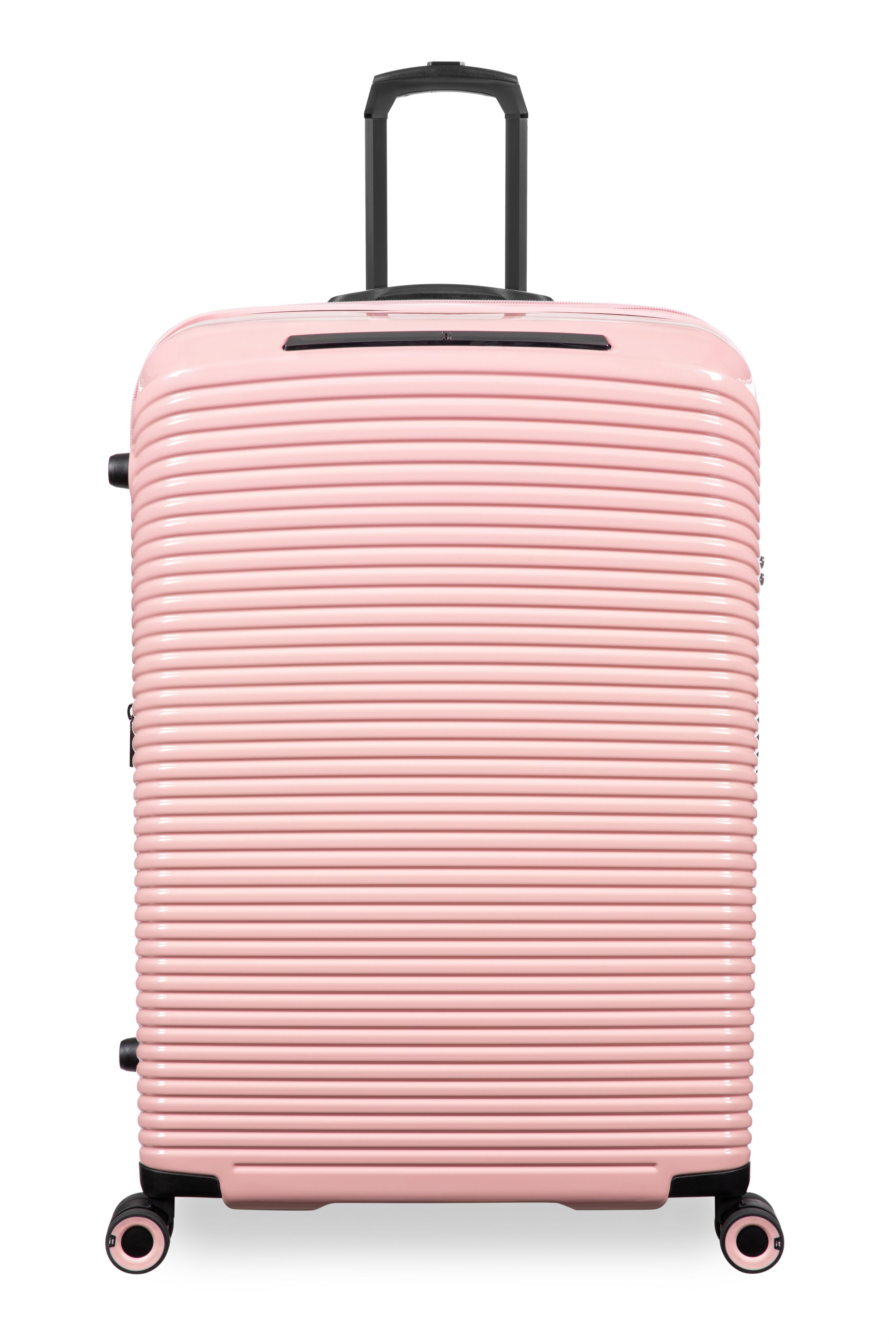 it luggage Traversed 32" Hardside Checked 8 Wheel Expandable Luggage Suitcase Spinner, Metallic Rose Gold