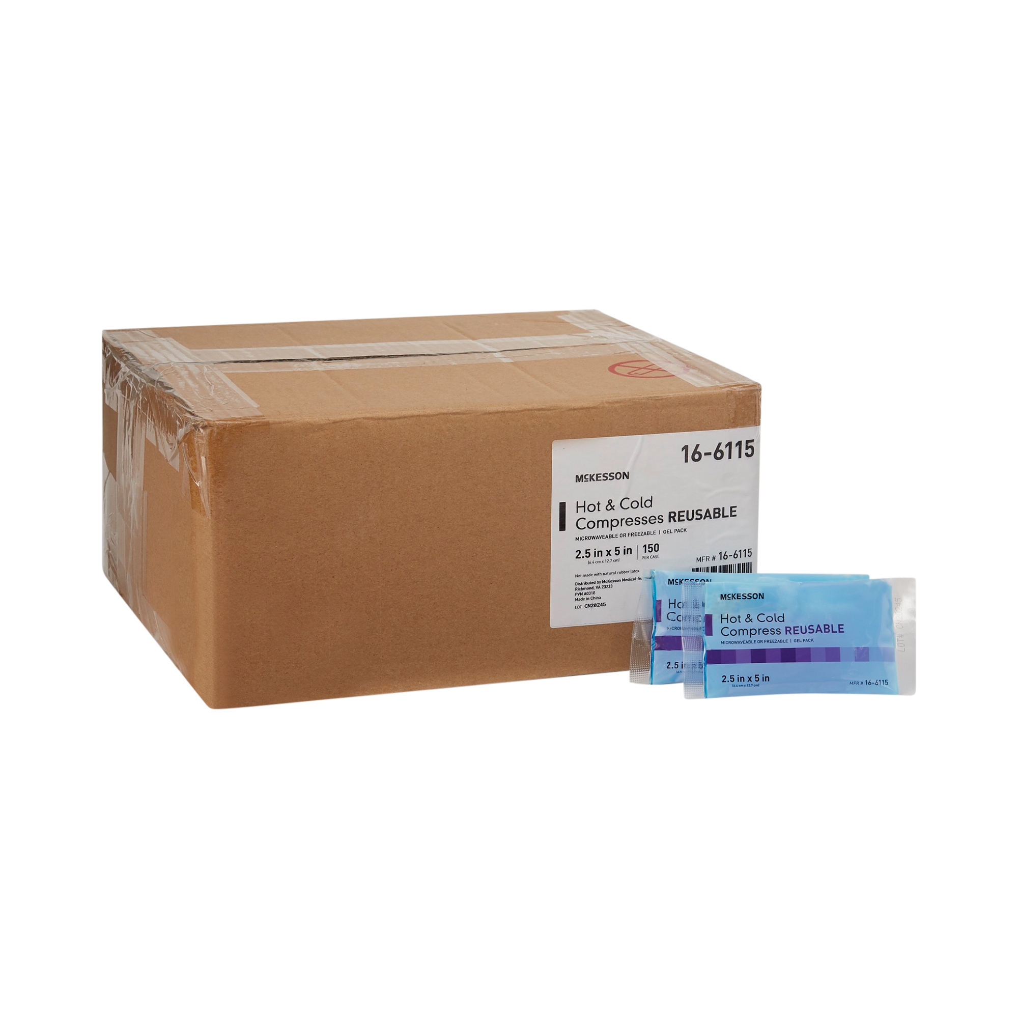 McKesson Hot and Cold Pack, Reusable Gel Compress for Injury, 2.5 in x 5 in, 1 Count, 150 Packs, 150 Total