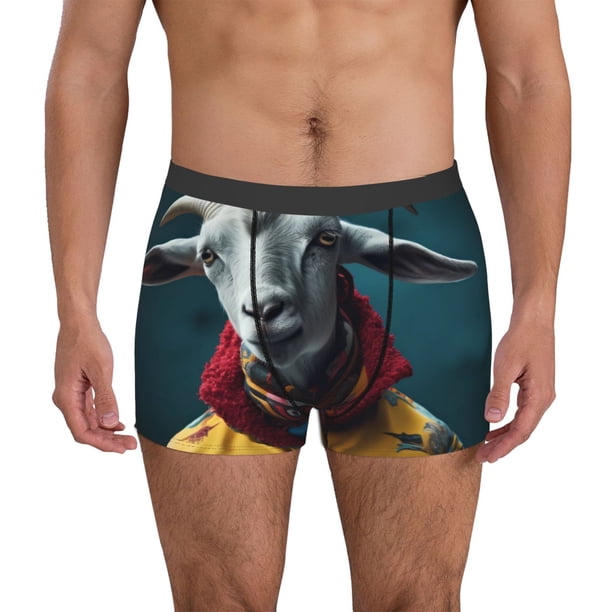 Balery Surrealist Goat Calzoncillos bóxer para hombre, ropa interior de algodón suave y transpirable con cinturilla de nailon-Medium