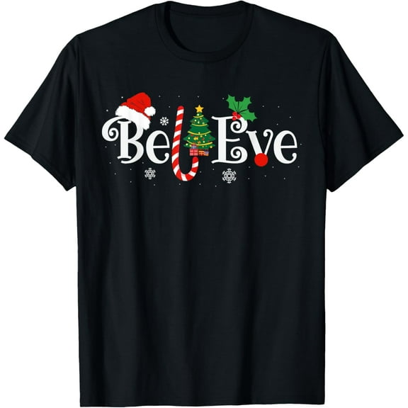 BEST BELIEVE CHRISTMAS PAJAMA SHIRT EVER Xmas Family Funny T-ShirtMen and women, Black T-shirt, size: Extra large