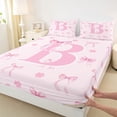thumbnail image 4 of Erosebridal Pink Bowknot Personalized Initial B Full Size Sheets 4-Piece,Japanese Style Sakura Bed Sheets,Lightweight Room Decor, 4 of 5