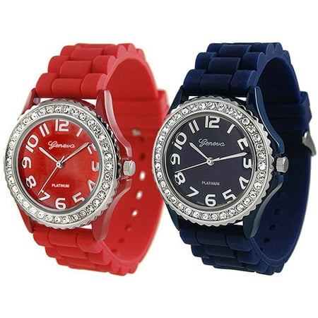 Geneva Platinum Women's Rhinestone-accen
