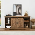 thumbnail image 5 of Merluxy Fireplace TV Stand Sliding Barn Door Wood Entertainment Center with a 23" Fireplace, Modern Farmhouse Console for TVs up to 65", Barnwood, 5 of 7