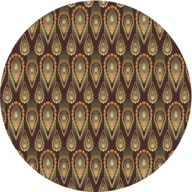 Ahgly Company Tapis Rond Lavable en Machine Intérieur Transitionnel Brun Cannelle, 3 Pieds Rond