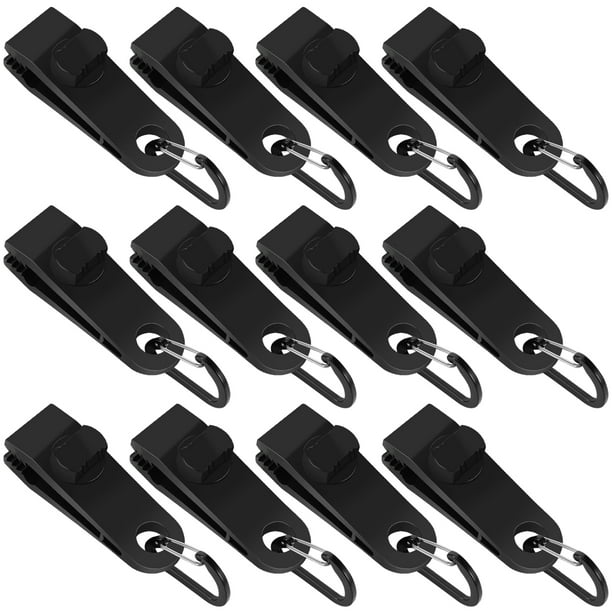 HEQUSIGNS 12Pcs Black Tarp Clamps, Heavy Duty Lock Grip, Tent Snap Clamping Clip for Outdoor