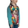 thumbnail image 3 of Sikiie Colorful Sunglasses Dog Youth Hoodie Sweatshirt Pullover Hooded Classic Casual Essentials Hoodiefor Boys Girls Kids -Small, 3 of 6