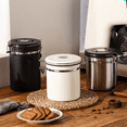 thumbnail image 4 of Coffee Canister Airtight Bean Container with Date Tracker Stainless Steel Kitchen Storage Box 1.8L White, 4 of 6