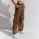 thumbnail image 5 of Gibobby Pantalones tipo cargo mujer Pantalones casuales de jeans de trabajo con múltiples bolsillos de color sólido para mujer(Café,XL), 5 of 5