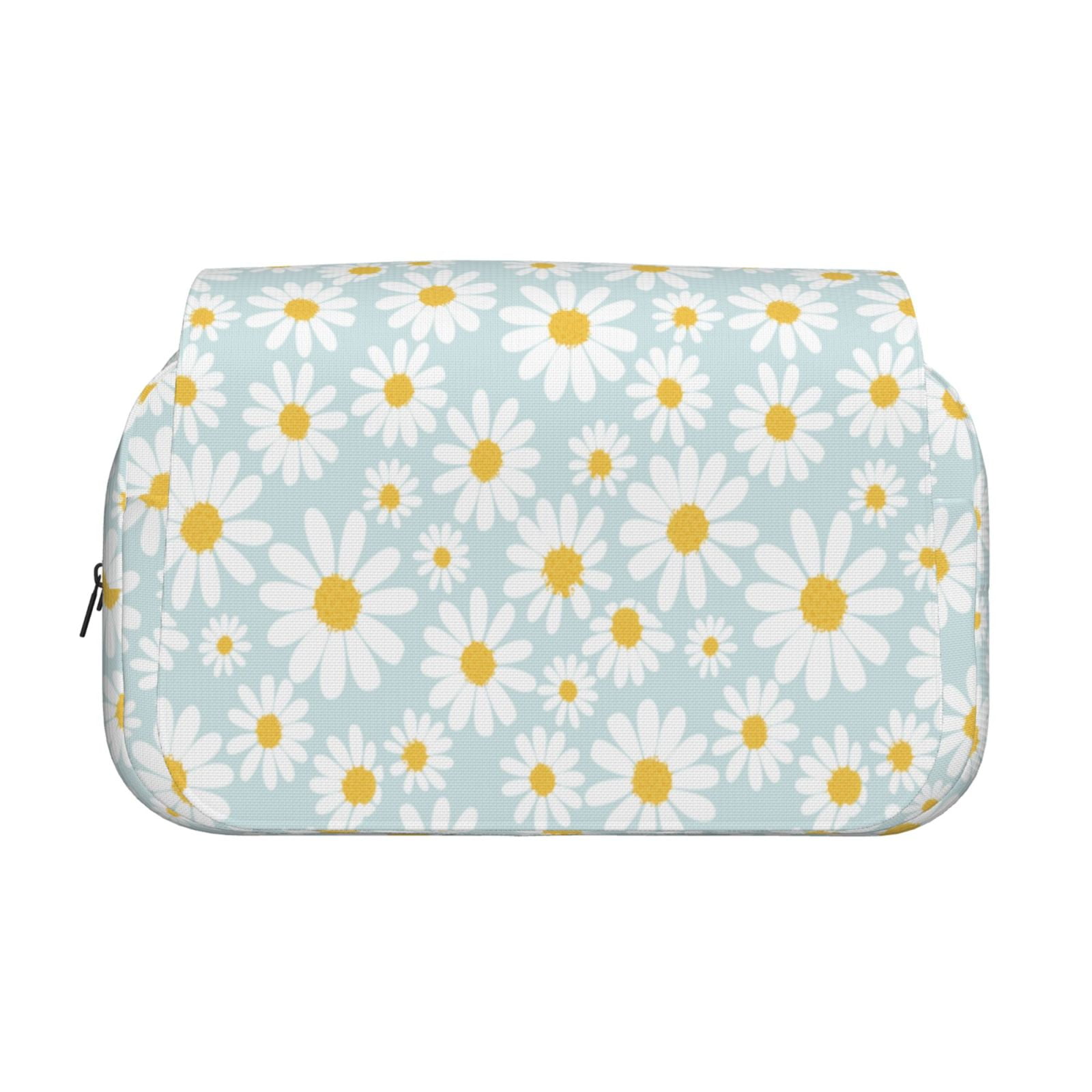 Rateoe Daisies Flowers Pattern Double Clamshell Pen Case, Storage Organizer with Two Zipper Compartments– Holds Up to 50 Pencils & Pens