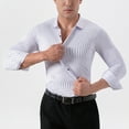 thumbnail image 5 of Bxsruta Shirts for Men, Men's Striped Polyester Long Sleeve Turndown Collar Stretch Shirt, 5 of 8