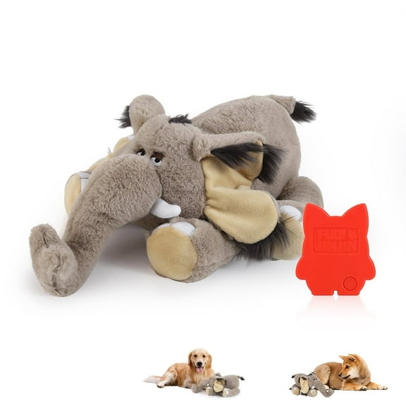 Heartbeat Stuffed Toy for Anxious Dogs - PET FULED Soft Cuddle Companion with Calming Pulse, Helps Ease Separation Stress (Lying Elephant Design)