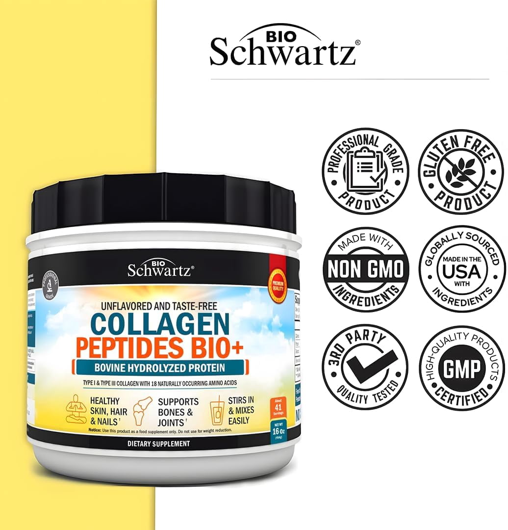 Multi Collagen Protein Powder for Men & Women - Grass Fed Collagen Peptides Powder for Women & Men with Types I & 3 plus Naturally Occurring Amino Acids - Hydrolyzed Easy to Mix & Unflavored (16oz)