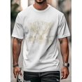 thumbnail image 6 of Men's T-Shirt ROCK ROLL STORNG Gold Bald Eagle Short Sleeve Casual Tee Classic Crew Neck T-Shirt for Men, White M, 6 of 7