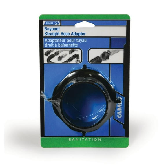 Camco Sewer Hose Connector 39413 For Connecting Sewer Hose to RV; Straight Hose Adapter; Black; Skinpack