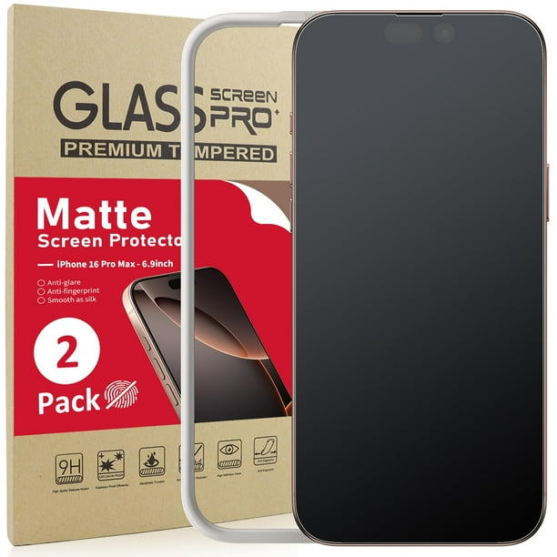 Protector de pantalla de vidrio mate Ambison para iPhone 16 Pro Max, 6.9 pulgadas, paquete de 2