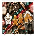 thumbnail image 3 of Ambesonne Gingerbread Man Shower Curtain, Biscuits Rustic, 69"Wx84"L, Multicolor, 3 of 3