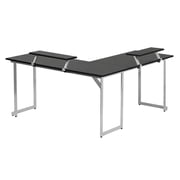 Techni Sport Warrior L-Shaped Gaming Desk with Headphone Holder and Shelving, Black
