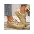 thumbnail image 3 of Stylish Women’s Low Top Canvas Sneakers Gold Walking Casual Comfortable Daily Wear Round Toe Flat Bottom, 3 of 6
