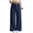 thumbnail image 2 of WULMLEO Sweatpants for Women Corduroy Fall Winter Wide Leg Elastic Waist Bottoms Trendy Oversized Trousers Casual Comfort Pant with Pockets Dark Blue XL, 2 of 9