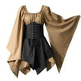 thumbnail image 1 of WTXUE Robes Grande Taille, Robe de Soirée Manches Longues Mi-Longue Col Rond, Robe Chemise Irlandaise Manches Trompette Corset Robe Corset Rétro Femme Grande Taille, Café+ S, 1 of 3