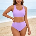 thumbnail image 3 of Two Piece Swimsuit for Women Solid Color Back Tankini Womens Swimsuits Bikini Bathing With Adjustable Ties, 3 of 6