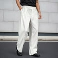 thumbnail image 2 of Men's Dress Pants Solid Color Casual Over Waistband Business Straight Fit White Pant, 2 of 9