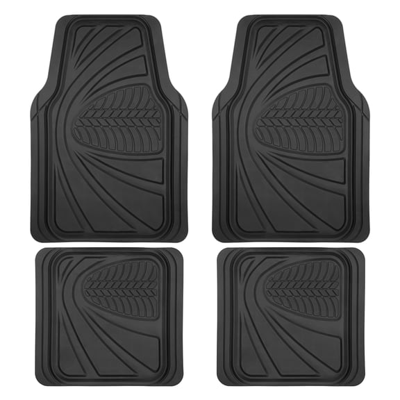 Motor Trend FlexTough Guard All-Weather Car Floor Mats, Waterproof Heavy Duty Rubber, Trim-to-Fit Universal Anti-Slip, for Truck SUV Van, Black