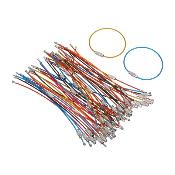 BESTYASH 50Pcs Assorted Color Wire Key Chain Cables Strong Steel Loops for Custom Keychain Making