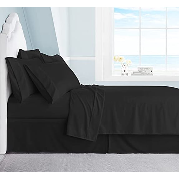 Swift Home Luxury Bedding Collection, Ultra-Soft Brushed Microfiber 6-Piece Bed Sheet Sets, Extremely Durable - Easy Fit - Wrinkle Resistant - (Includes 2 Bonus Pillowcases), Queen, Black