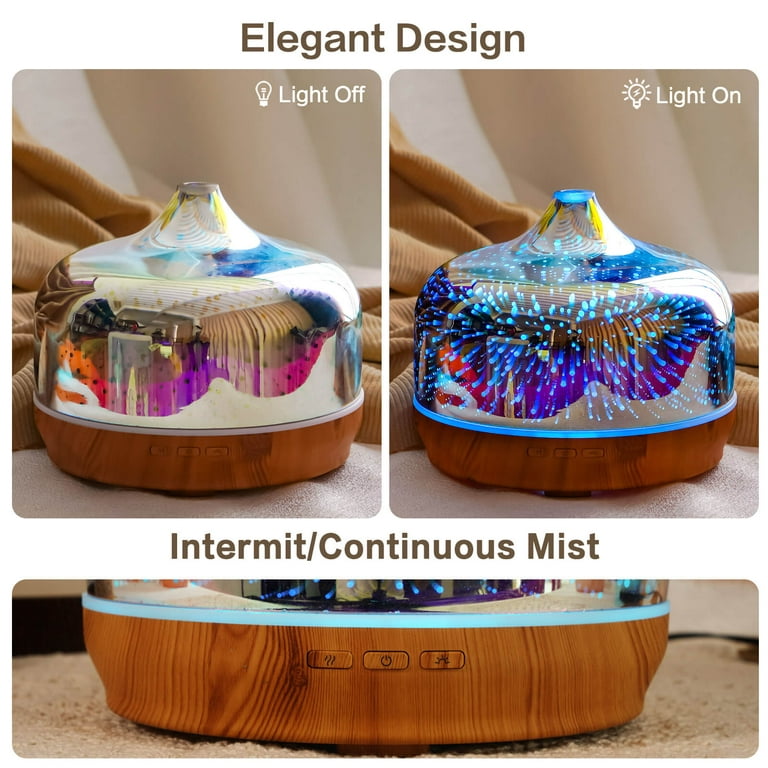 Porseme Essential Oil Diffuser 3D Glass Aromatherapy Ultrasonic Humidi
