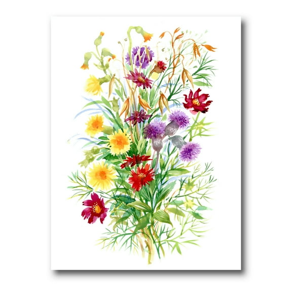 Designart ' Colorful Bouquet Of Wildflowers In Nature ' Farmhouse Canvas Wall Art Print