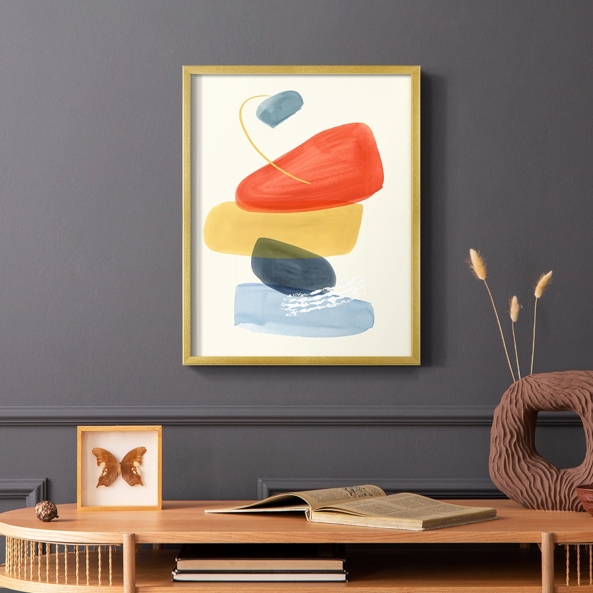 Bright Color Bundle II Framed Print in Gold Solid Wood Framed Print No Nail Hanging