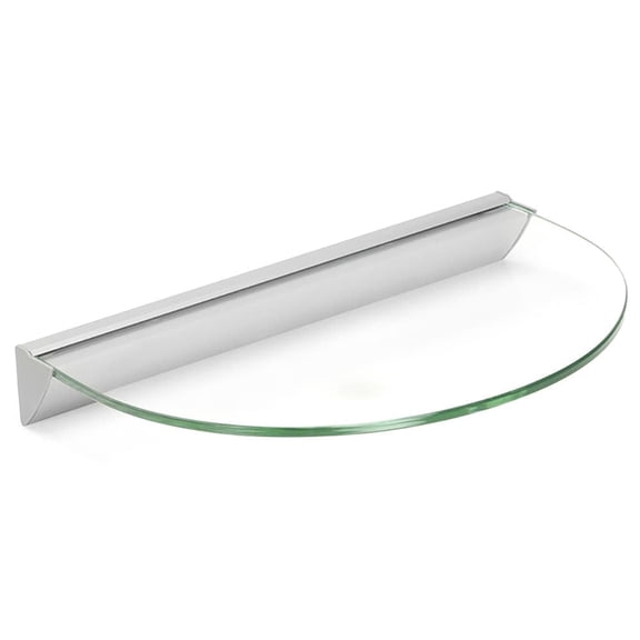 Wallscapes Essentials Half Round Clear Glass Floating Shelf Kit 12" Wide x 8" Deep