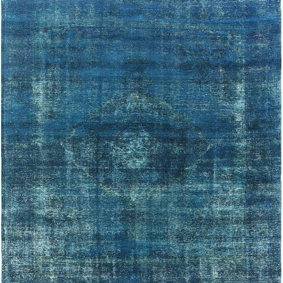 Ahgly Company Machine Washable Indoor Square Industrial Modern Blue Ivy Blue Area Rugs, 3' Square
