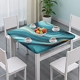 thumbnail image 3 of Blue and Gold Marble Shimmer Waves Pattern Square Fitted Tablecloth with Elastic Edge,Square Table Cover,Washable Elastic Table Cover for Home Kitchen Party Decor 36"x36", 3 of 6