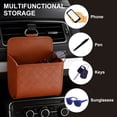 thumbnail image 6 of Uxcell 2pcs Car Vent Storage Bag PU Leather Vehicle Hanging Organizer with Hook, Brown, 6 of 7