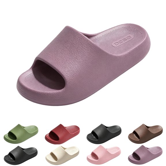 Domzle Cushioned Thick Sole Pillow Slippers for Women Men | Cloud-Like Soft Sole, EVA Platform Sole, Indoor Outdoor Slides, Waterproof Shower Ready, Quick-Drying Khaki